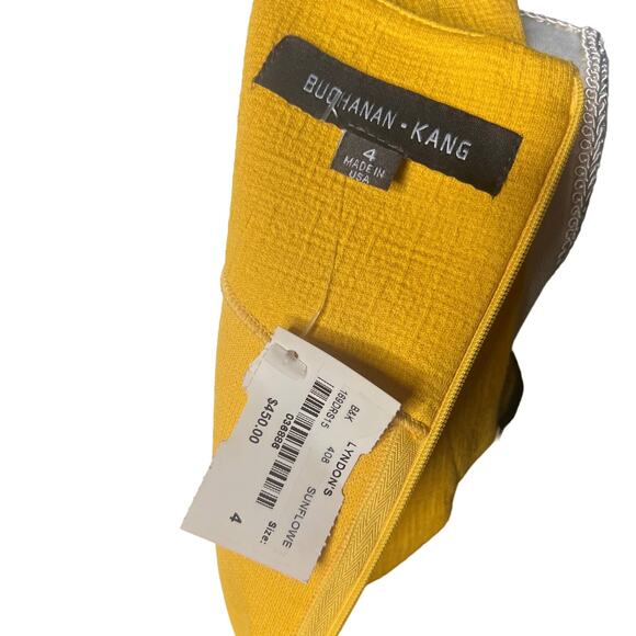 Buchanan Kang Size 4 Yellow Black Bodycon Sheath Dress Cinch Corset Sleeveless - Picture 7 of 8